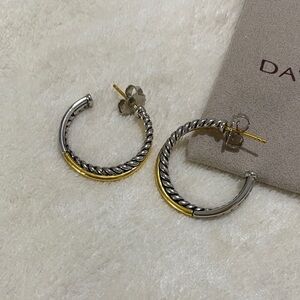Crossover Hoop Earrings in Sterling Silver with 18K Yellow Gold